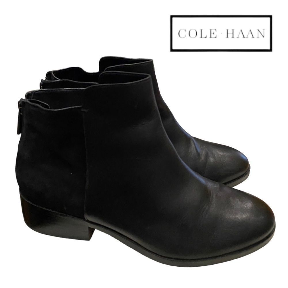 Cole Haan Grand OS Signature Black Leather Ankle Booties 9